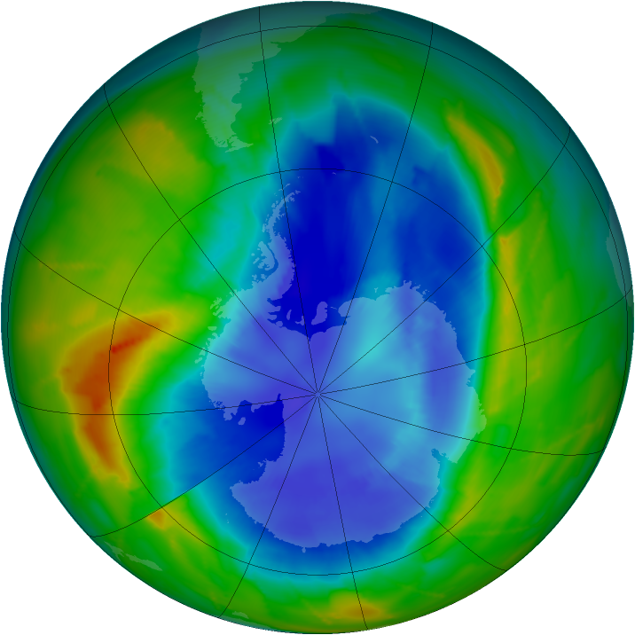 Antarctic ozone map for 08 September 2010